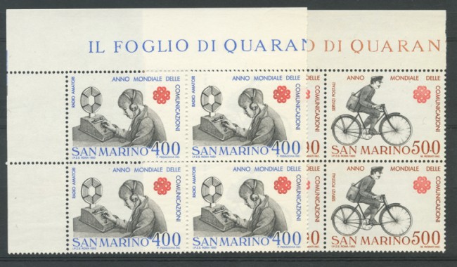 1983 - LOTTO/8036Q - SAN MARINO - ANNO DELLE COMUNICAZIONI 2V. QUARTINE
