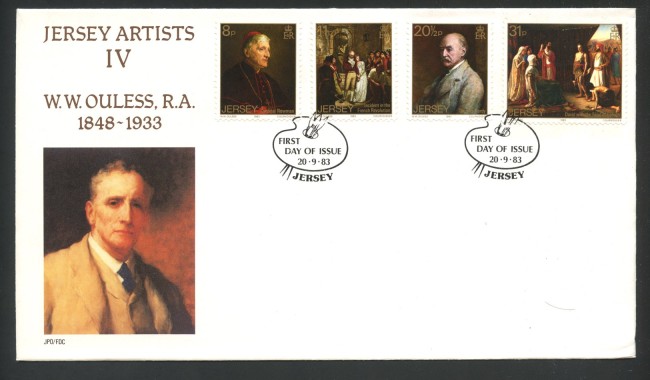1983 - JERSEY - LOTTO/41788 - WALTER WILLIAM OULESS 4v. - BUSTA FDC