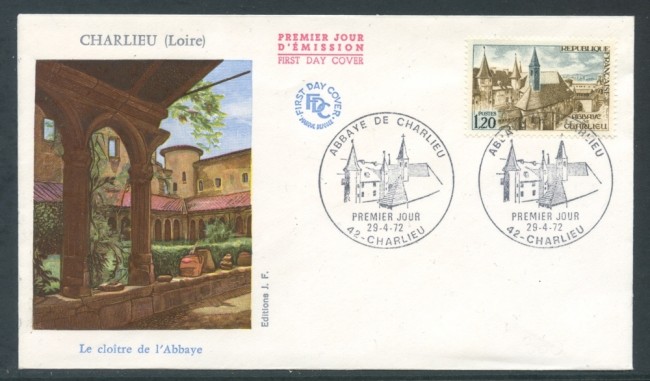 1972 - FRANCIA - ABBAZIA DI CHARLIEU - BUSTA FDC - LOTTO/26569