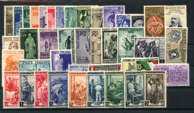 1948/1953 - REPUBBLICA - LOTTO/48200 - INSIEME DI 42 FRANCOBOLLI LINGUELLATI