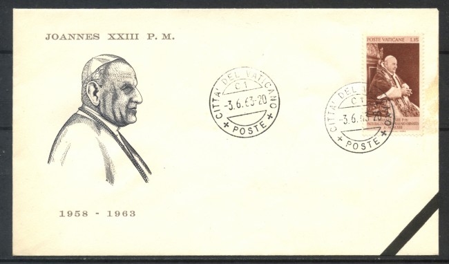 1963 - VATICANO - BUSTA CON ANNULLO DEL GIORNO DELLA MORTE DI S.S. GIOVANNI XXIII° - LOTTO/31760