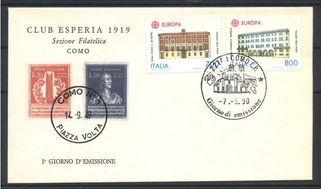 1990 - REPUBBLICA - LOTTO/39079 - EUROPA 2v. - BUSTA FDC