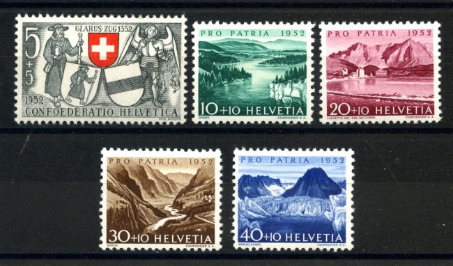 1952 - LOTTO/39412 - SVIZZERA - PRO PATRIA 5v. - LINGUELLATI