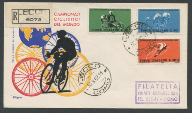 1962 - LOTTO/15953 - REPUBBLICA - CAMPIONATI DI CICLISMO - BUSTA FDC