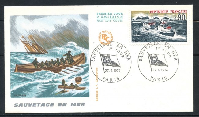 1974 - FRANCIA - SALVATAGGIO IN MARE BUSTA FDC - LOTTO/25132