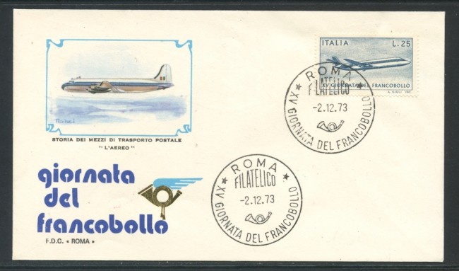 1973 - REPUBBLICA - GIORNATA DEL FRANCOBOLLO - BUSTA FDC ROMA - LOTTO/27542
