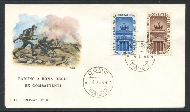 1964 - REPUBBLICA - EX COMBATTENTI - BUSTA FDC - LOTTO/28589