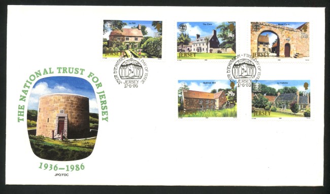 1986 - JERSEY - LOTTO/41762 - NATIONAL TRUST  5v. - BUSTA FDC