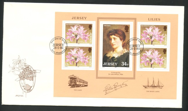 1986 - JERSEY - LOTTO/41753 - GIGLI DI JERSEY  FOGLIETTO - BUSTA FDC