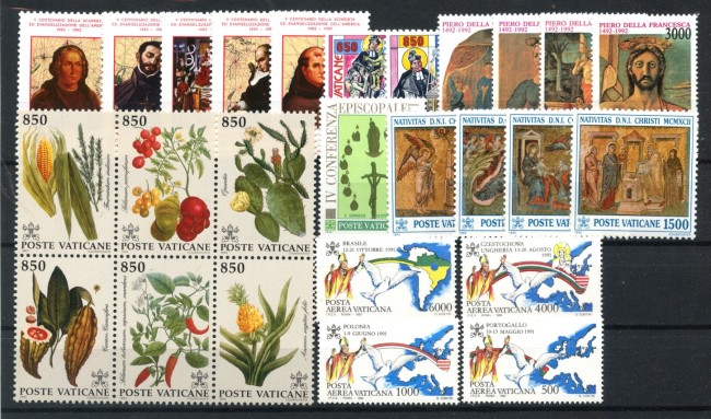 1992 - VATICANO - LOTTO/42999 - ANNATA COMPLETA 26 v. + 1 FOGLIETTO - NUOVI