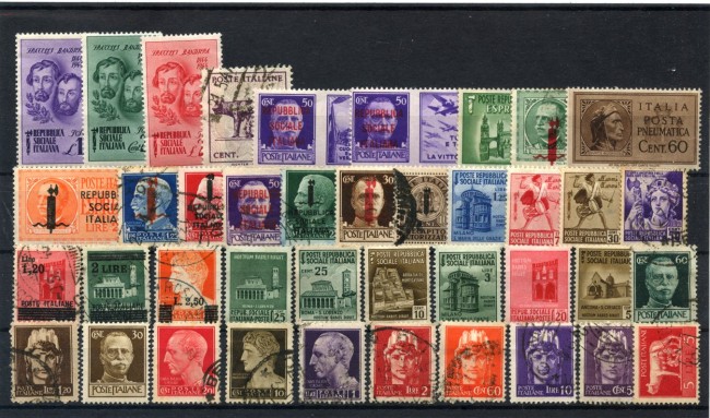 1944/1945 - REP.SOCIALE/LUOGOTENENZA - LOTTO/48332 - INSIEME DI 40 FRANCOBOLLI DIFFERENTI