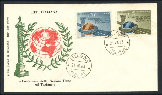 1963 - REPUBBLICA - CONFERENZA SUL TURISMO - BUSTA FDC - LOTTO/28587