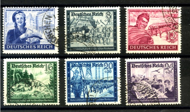 1944 - GERMANIA REICH - FEDERAZIONE PORTALETTERE 6v. - USATI - LOTTO/37535