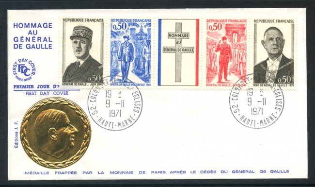 1971 - FRANCIA - OMAGGIO A DE GAULLE - BUSTA FDC - LOTTO/25763