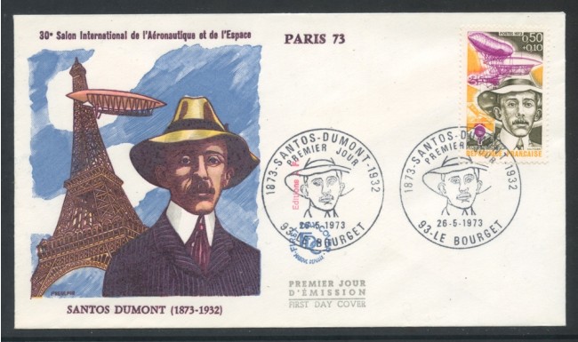1973 - FRANCIA - SANTOS DUMONT - BUSTA FDC - LOTTO/25900