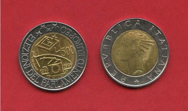 1999 - REPUBBLICA - LOTTO/M42764 - 500 LIRE BICOLORE PARLAMENTO RUROPEO