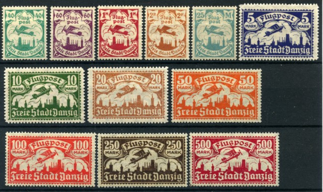 1921/23 - LOTTO/22131 - DANZICA - POSTA AEREA 12v. - LING