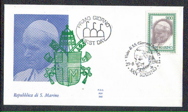 1982 - LOTTO/8028ZA - SAN MARINO - VISITA PAPA - FDC