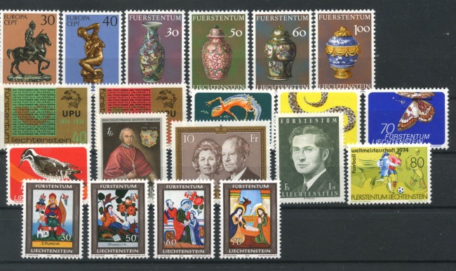 1974 - LIECHTENSTEIN - LOTTO/47833 - ANNATA COMPLETA 20 FRANCOBOLLI NUOVI
