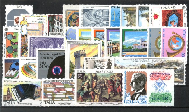 1989 - REPUBBLICA - LOTTO/42578 - ANNATA COMPLETA  33 FRANCOBOLLI NUOVI