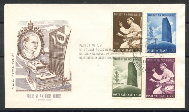 1965 - VATICANO - IL PAPA ALL'ONU - BUSTA FDC ROMA - LOTTO/27667