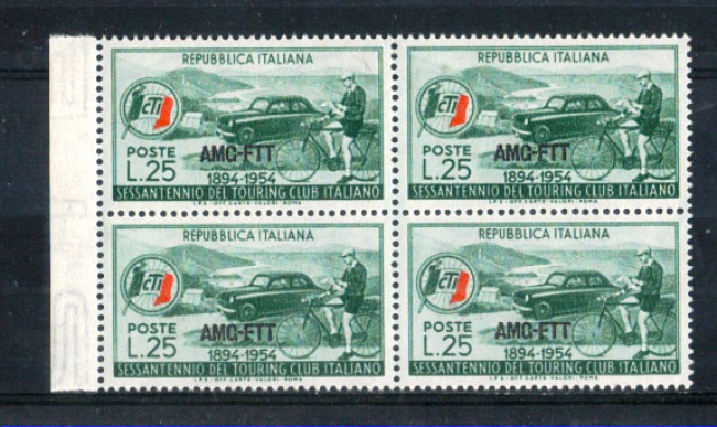 1954 - LOTTO/10388QN - TRIESTE A - 25 LIRE TOURING CLUB QUARTINA NUOVA