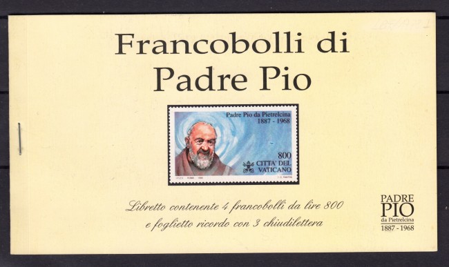 1999 - VATICANO - LIBRETTO FRANCOBOLLI DI PADRE PIO - NUOVO - LOTTO/1704