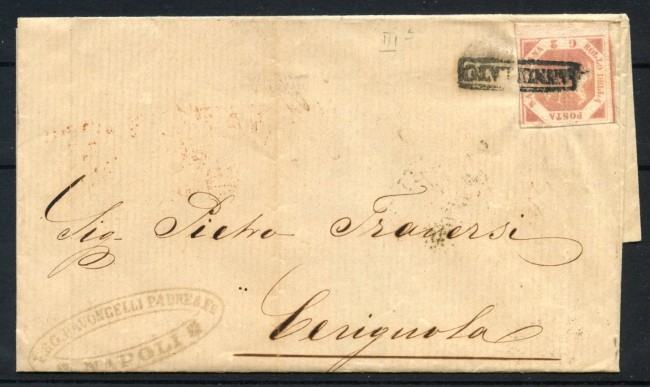 1860 - REGNO DI SICILIA - LOTTO/41003 - 2 GRANA ROSA - SU LETTERA PER CERIGNOLA