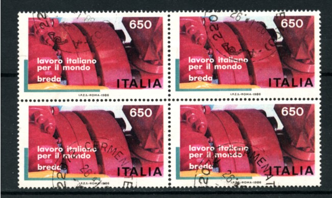 1986 - LOTTO/15487 - REPUBBLICA - 650 LIRE BREDA INDUSTRIE - QUARTINA USATI