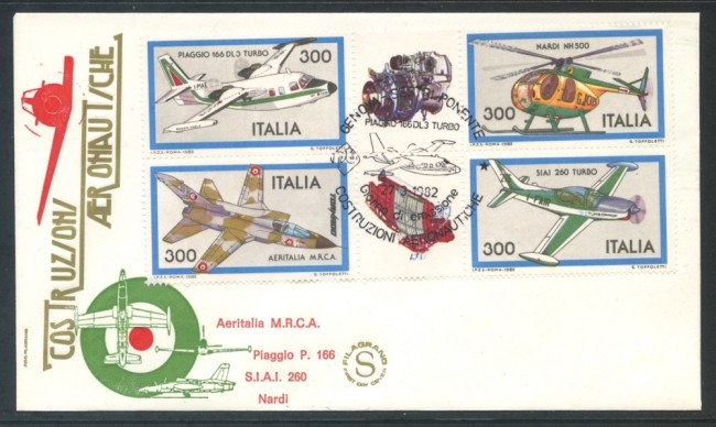 1982 - REPUBBLICA - COSTRUZIONI AERONAUTICHE - BUSTA FDC FILAGRANO - LOTTO/27257