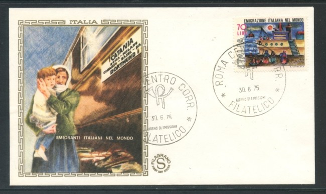 1975 - REPUBBLICA - EMIGRANTI ITALIANI - BUSTA FDC FILAGRANO - LOTTO/27487