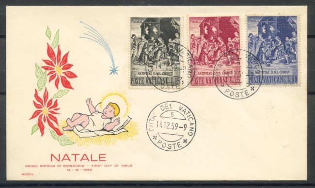 1959 - VATICANO - NATALE - BUSTA FDC RODIA - LOTTO/27708