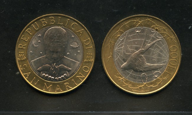 2000 - LOTTO/M15234 - SAN MARINO - 1000 LIRE LIBERTA' BIMETALLICO