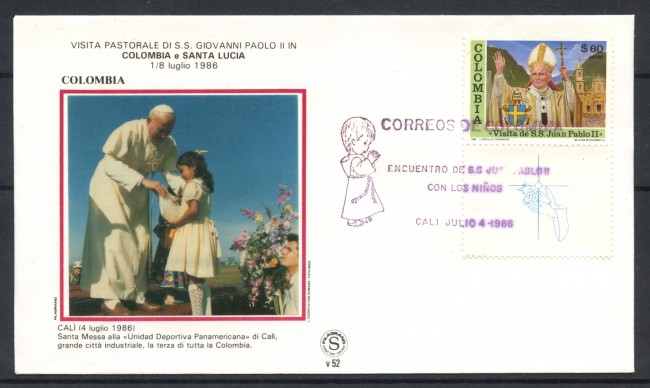 1986 - COLOMBIA - CALI - VISITA DI PAPA GIOVANNI PAOLO II° - LOTTO/31141