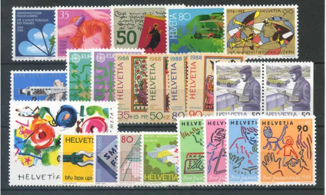 1988 - LOTTO/23641 - SVIZZERA - ANNATA COMPLETA 23v. - NUOVI
