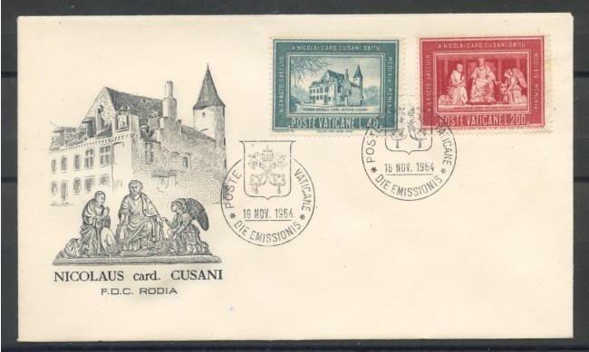 1964 - VATICANO - CARDINALE CUSANO - BUSTA FDC RODIA - LOTTO/27676