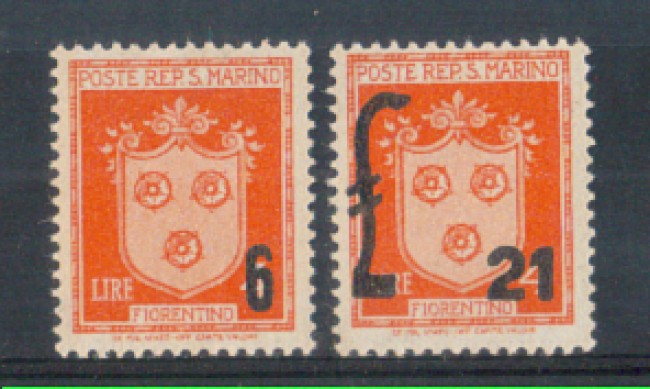 1947 - LOTTO/RSM311CPL - SAN MARINO - SOPRASTAMPATI 2v. LING.