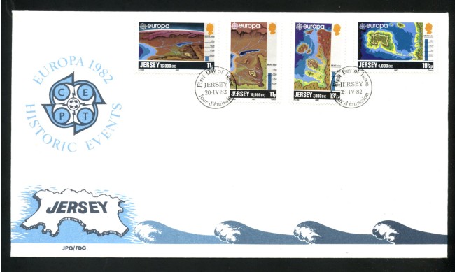 1982 - JERSEY - LOTTO/41799 - EUROPA 4v. - BUSTA FDC
