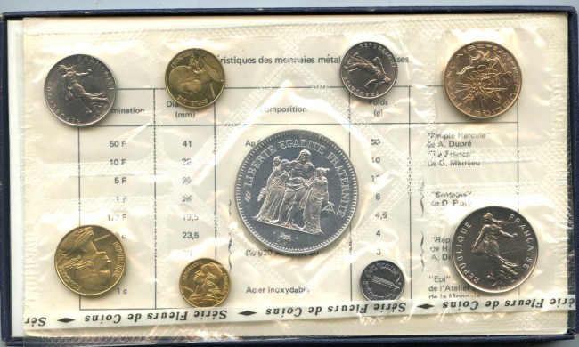 1974 - FRANCIA - LOTTO/M47890 - SERIE COMPLETA DI 9 MONETE FIOR DI CONIO