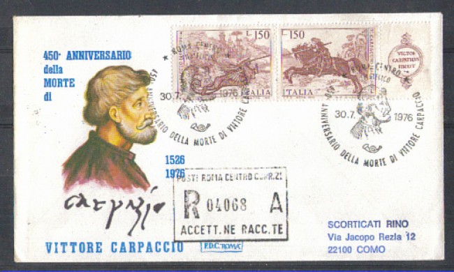 1976 - LOTTO/6647ZB - REPUBBLICA - VITTORE CARPACCIO - FDC