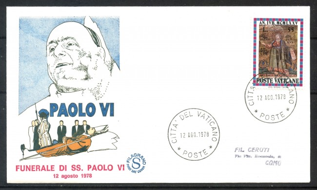 1978 - CITTA' DEL VATICANO - FUNERALI DI PAPA  PAOLO VI° - BUSTA - LOTTO/31735
