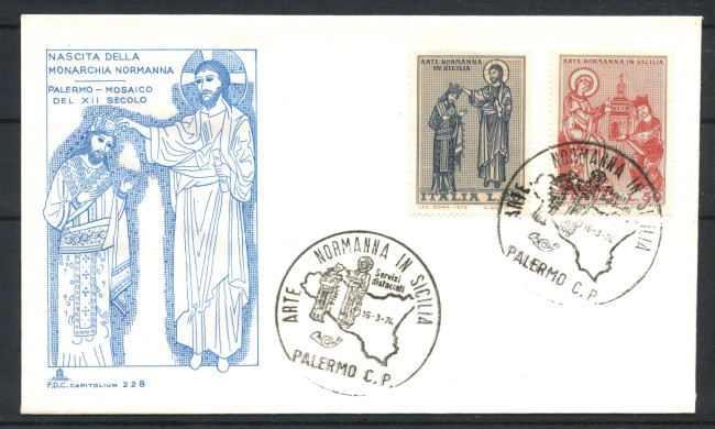 1974 - REPUBBLICA - LOTTO/39122 - ARTE NORMANNA - BUSTA FDC