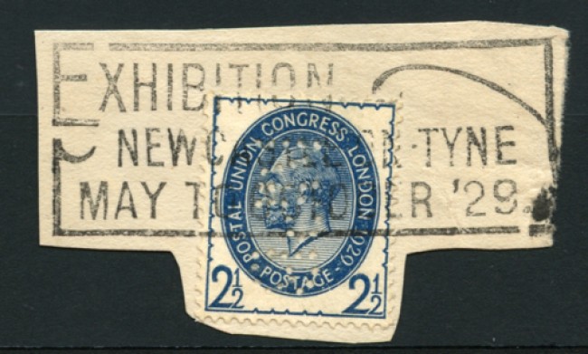 1929 - LOTTO/12334 - GRAN BRETAGNA - 2,5p. CONGRESSO UPU - PERFIN SU FRAMMENTO