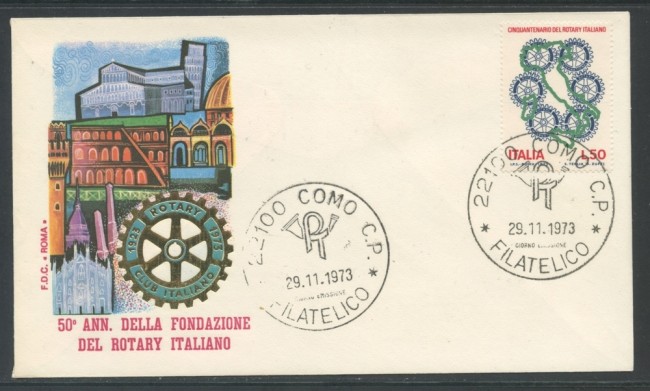 1973 - REPUBBLICA - CINQUANTENARIO ROTARY - BUSTA FDC ROMA - LOTTO/27538