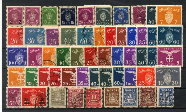 1926/51 - NORVEGIA - LOTTO/42853 - INSIEME DI 55 FRANCOBOLLI DI SERVIZIO NUOVI LING. e/o USATI