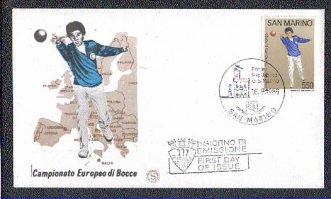 1986 - LOTTO/8069Z - SAN MARINO - CAMPIONATO DI BOCCE - FDC