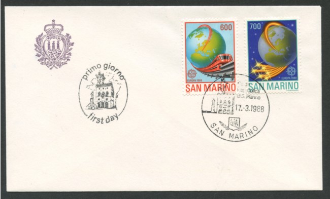 1988 - LOTTO/13495 - SAN MARINO - EUROPA BUSTA FDC
