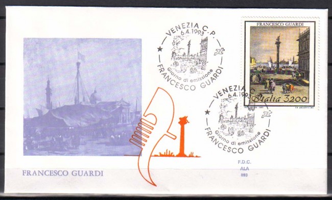 1993 - FDC/1608 FRANCESCO GUARDI LA PIAZZETTA
