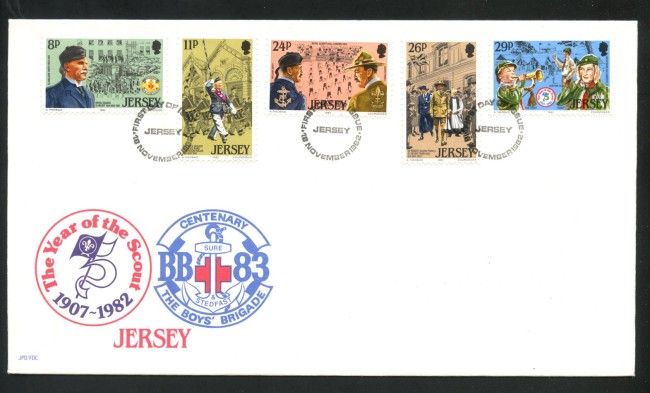 1982 - JERSEY - LOTTO/41804 - ORGANIZZAZIONI GIOVANILI 5v. - BUSTA FDC
