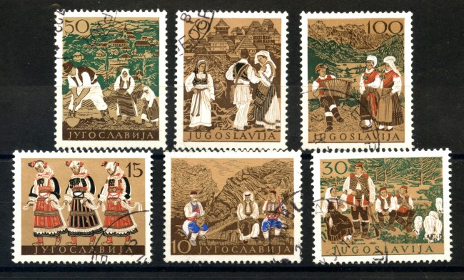 1957 - COSTUMI FOLCLORISTICI  5 v. - USATI - LOTTO/33809